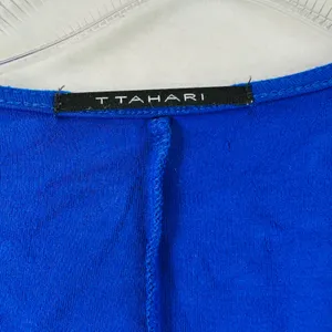 T Tahari Royal Blue Faux Wrap Long Sleeve Ring Detail Dress Small thumbnail 4