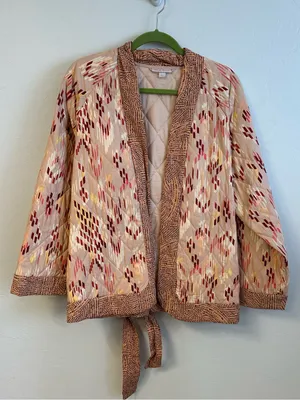 Knox Rose Quilted Open-Front Cardigan Jacket - Beige, Pink, Burgundy thumbnail 1