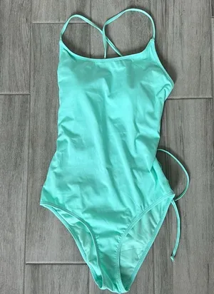 NWOT Cabana Del Sol Mint Green One Piece Starp Back Swimsuit / Size S thumbnail 3