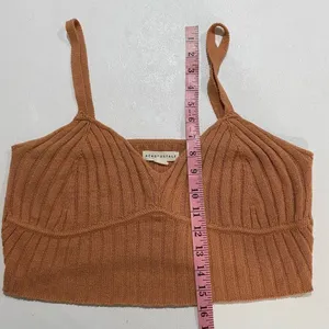 Aeropostale Ribbed Knit Cami Tank Brown Y2K Soft Girl Crop Top M thumbnail 6