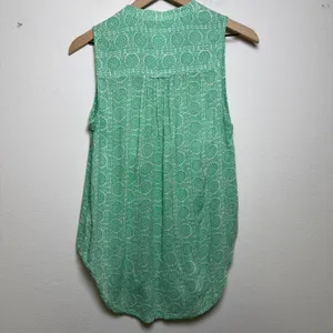 Maeve‎ Anthropologie Women Tunic Tank Top XS Green Medallion Pintuck Sleeveless thumbnail 11