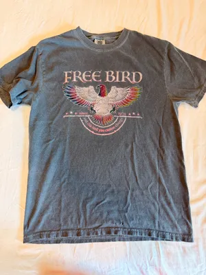 Comfort Colors Free Bird Eagle Graphic T Shirt M Faded Charcoal Distressed thumbnail 1