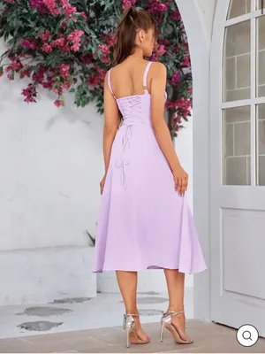 $69 NWOT Marthea Ruched Bust Split Thigh Cami Dress - Lilac L thumbnail 4