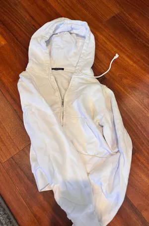 White brandy Melville cropped zip up hoodie thumbnail 1