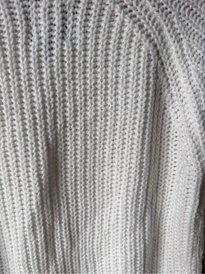American Eagle Chunky Knit Sweater Cream Crewneck Cozy Cottagecore Size S thumbnail 6