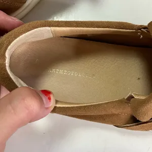 Anthropologie‎ Suede Fringe Slip On Loafers Size 38 thumbnail 5