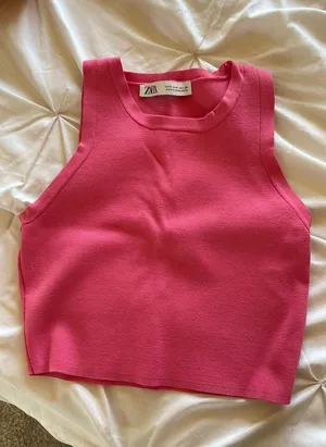 ZARA Hot Pink Crop Top thumbnail 1