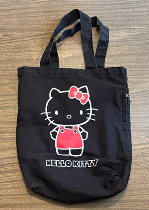 Hello Kitty X Sanrio Vintage 2009 Black Canvas Shoulder Tote Bag thumbnail 1