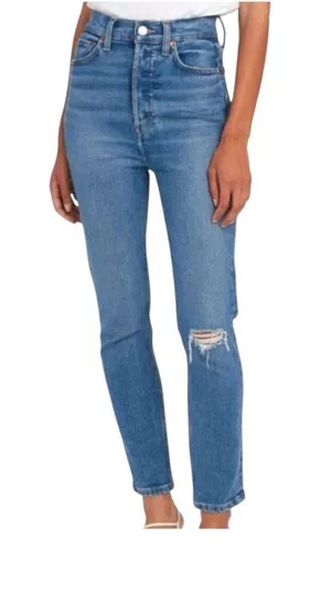 Re/Done 90’s Denim Ultra High Rise Crop Medium Worn Shade Jeans Size 26 thumbnail 1