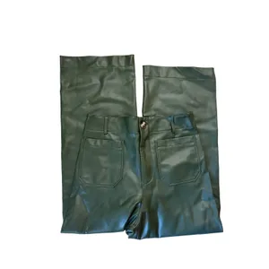 Maeve The Colette Green Faux Leather Crop Wide-Leg Pants Size 29 thumbnail 2
