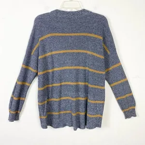 American Eagle Grey & Tan Striped Knit Crewneck Jegging Fit Sweater Size M thumbnail 2