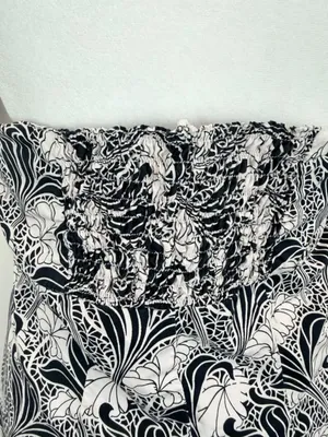 Tommy Hilfiger Women Size 12 Halter Dress Black White Floral Cotton Midi‎ thumbnail 9
