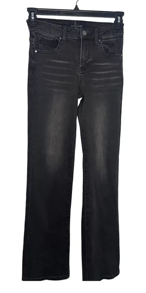 Risen Jeans Mid Rise Slim Straight Black Women's Size 1 25 Waist Stretch thumbnail 1