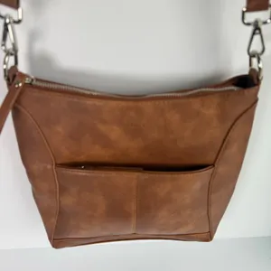 Brown Crossbody Bag Adjustable Strap Multi Pocket CLUCI Faux Leather NEW thumbnail 4