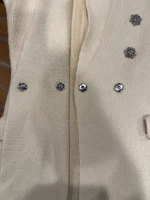 Express Cream Knit Sweater Blazer Jeweled Buttons Women's Small NWT Cotton Blend thumbnail 5