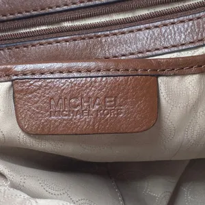 Michael Kors Tote Bag Purse Womens Large Tan Brown Signature Monogram Wallet Set thumbnail 5