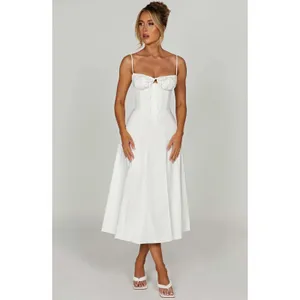 NWT Babyboo Deanna Ivory Corset Lace Up Fit & Flare Midi Dress Womens Size M thumbnail 11