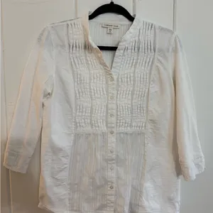 Coldwater Creek women’s White Button-Up Top size M thumbnail 1