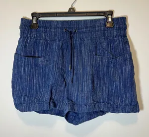 Athleta Cabo Linen Textured‎ Striped Shorts Blue Pinstripe Women's 4 thumbnail 1