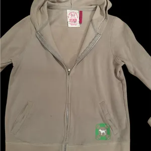 vintage Victoria secret Pink Graphic Sweatshirt beige dog logo m hoodie zip up thumbnail 3