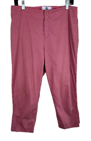 Gap‎ Vintage Red Checkered Lightweight High Rise Cropped Cotton Pants Size 8 thumbnail 1