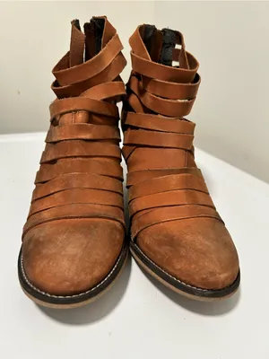 Free People Hybrid Strappy Leather Booties Terracotta Tan Size 9 - 9.5 US 40 EU thumbnail 3