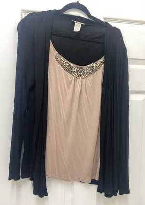 Tutta Bella Maternity Beaded Tank Top with Black Cardigan Size XL thumbnail 1