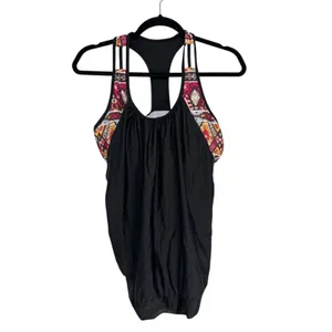 YONIQUE Black Tribal Print Tankini Swimsuit Shorts Set‎ Women's Size L thumbnail 2