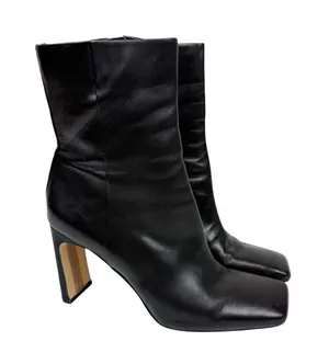 Sam Edelman Anika Black Leather Square Toe Heeled Ankle Boot Size 8.5 thumbnail 1