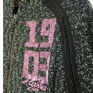 Harley Davidson Womens Hoodie Jacket Skull Chain Accent 1903 Size Medium Tweed thumbnail 4
