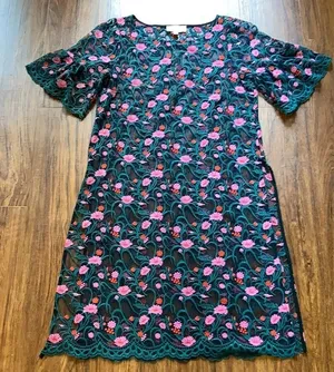 Anthropologie‎ Brand Moulinette Soeurs teal lace dress size XS thumbnail 1