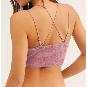Free People Ilektra Bralette Soft Violet Lace Crochet Cut-Outs Strappy Crop Top thumbnail 2