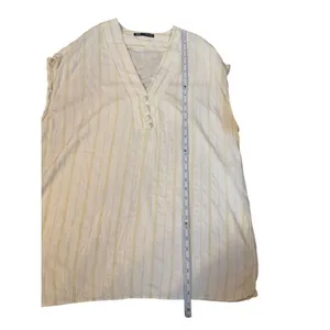 Zara Women’s Yellow & Cream lightweight Lagenlook Textured Tunic‎ Sz M thumbnail 4