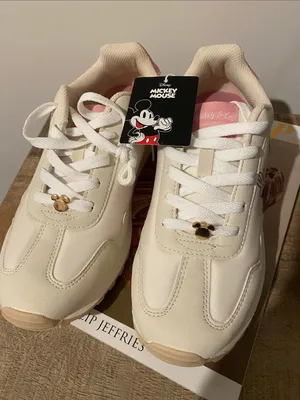New With Tag Disney Kids Cream and Pink Mickey Sneakersnew Size 8 thumbnail 1