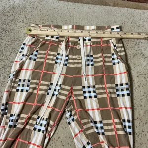 LATES Womens Tan Plaid Pajama Set Top‎ Pants XS 2 Piece Set Loungewear thumbnail 4