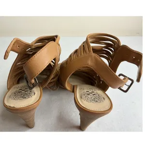 Vince Camuto Women Tan Strappy Cage Open Toe Heel Sandals Size 8 thumbnail 7
