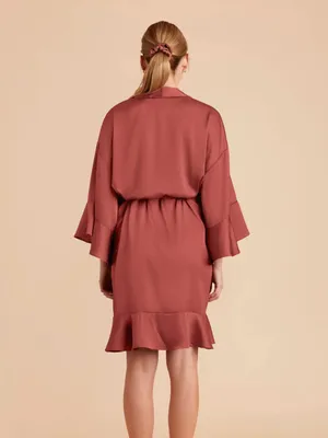 Birdy Grey Matte Satin Wrap Robe in Auburn, XS/S thumbnail 6