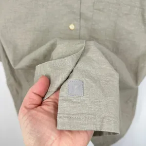 Fundamental Coast Linen Blend Short Sleeve Button Up Shirt Camp Top Beige Size S thumbnail 6