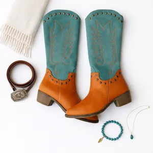 Matisse Tumbleweed Western Cowgirl Boots Cognac Turquoise Leather 9.5EE NWOT thumbnail 10
