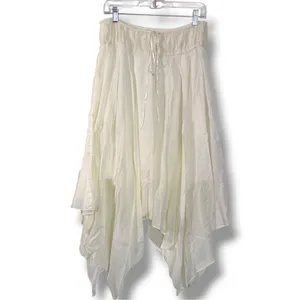 Free People FP One Bohemian Fairy Kaia Asymmetrical Midi Skirt Ivory Large NWT thumbnail 5