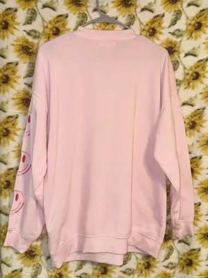 no comment size large pink smiley face sweatshirt thumbnail 6