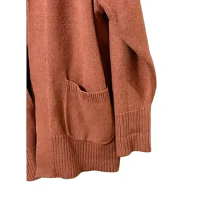 a new day Salmon/Orange Open Front Cardigan Sweater w/ Pockets thumbnail 5