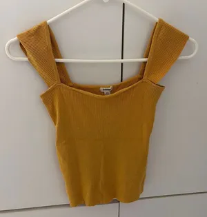 Garage mustard yellow ribbed crop top #garage #ribbed thumbnail 1