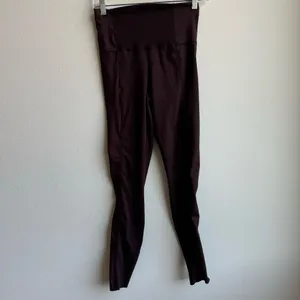 Nike Dri Fit Yoga Luxe Ribbed High Rise Brown Compression Leggings Size Small thumbnail 2