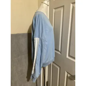 Adidas Sweatshirt Womens Medium Light Blue Crewneck Pullover 3-Stripes Logo thumbnail 2