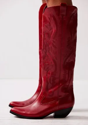 Free People Jeffrey Campbell Knee High Red Cowboy Boots thumbnail 1