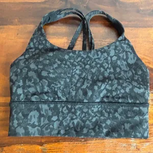 Lululemon Energy Bra Longline Grey Black Leopard Camo Strappy Sports Bra XS‎ thumbnail 1