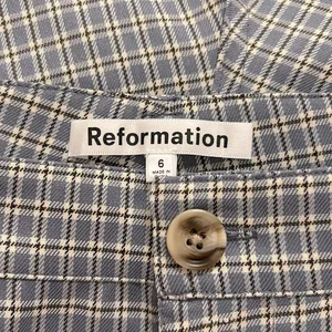 Reformation Franklin Pant Light Blue Check Plaid Print NWT Size 6 thumbnail 8