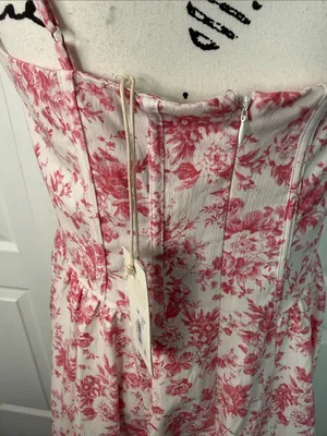 Altar'd State White Maxi Dress with Pink Floral Print thumbnail 2