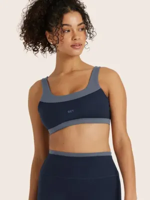 SET ACTIVE Formcloud Colorblock Contrast Blue Sports Bra Medium thumbnail 1